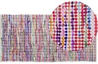 Tappeto tappetino Multicolore Poliestere Cotone 80 x 150 cm Rettangolare Tessuto a Mano Boho Eclettico