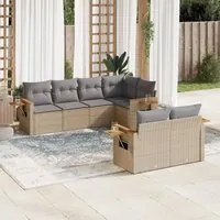 Set Divani da Giardino 7 pz con Cuscini Grigio in Polyrattan 3226984