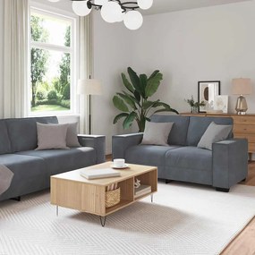 Set Di Divani 2 Pz Con Cuscini Grigio Scuro İn Velluto /