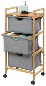 Scaffale grigio/colore natuarale in bambù con 3 cassetti da bagno 44x96 cm Bahari – Wenko