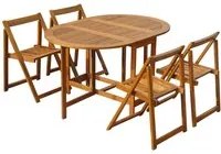 Set da Pranzo da Giardino 5 pz Pieghevole in Massello di Acacia 45594