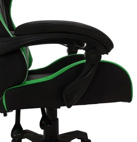 Sedia da Gaming con Luci a LED RGB Verde e Nera in Similpelle