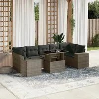 Set Divano da Giardino 8 pz con Cuscini Grigio in Polyrattan 3269040