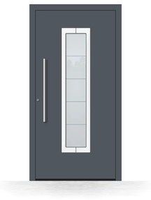 Portoncini in alluminio, grigio antracite RAL 7016, 750 x 1800 mm, isolamento termico, Schüco, modello Bologna, configura individualmente