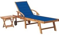 Lettino Prendisole con Tavolo e Cuscino in Massello di Teak cod mxl 8086