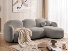 Divano angolare grigio (con penisola a destra/con chaise lounge) con rivestimento in bouclé Orbit – Ropez