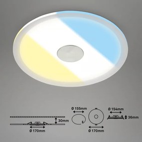 Briloner 7481019 - Plafoniera LED da soffitto per bagno LED/12W/230V 3000/4000/6500K IP44 bianca