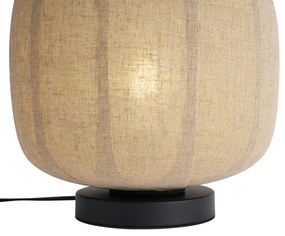 Lampada da tavolo Japandi nera con paralume in lino beige 27cm - Nami