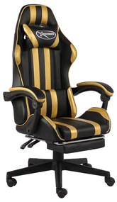 Sedia Da Gaming Con Poggiapiedi Nero E Oro İn Similpelle /