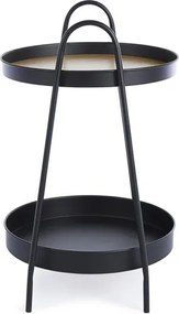 Tavolino tondo stile industrial piano in legno e struttura in acciaio Everitt D41 Bizzotto