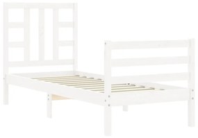 Giroletto con Testiera Bianco Small Single Legno Massello