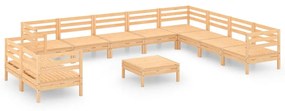 Set Salotto da Giardino 11 pz in Legno Massello di Pino