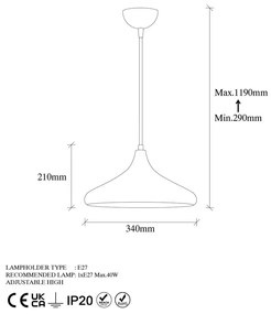 Lampada a sospensione in nero e rame con paralume in metallo ø 34 cm Barek - Opviq lights