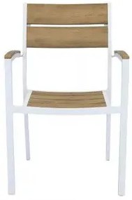 Poltrona Cayman con Struttura in Alluminio e Seduta in Polywood Teak, Bianco