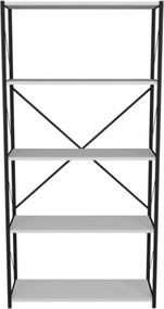 Libreria 5 Ripiani Stile Industrial 88x34x180 Jacob Bianco