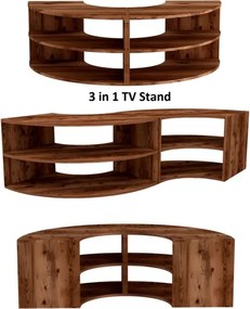 Mobile TV Ad Angolo Design Onda Con Ripiani Melissa Noce Chiaro