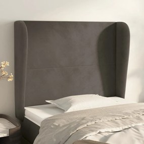 Testiera Ad Orecchio Grigio Scuro 83x23x118/128 Cm İn Velluto /