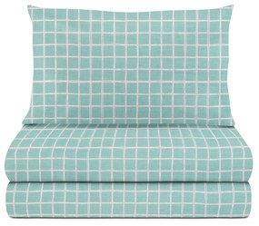 Completo letto singolo quadretti petrolio cotone