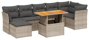 Set divano da giardino 8 pz con cuscini grigio in polyrattan