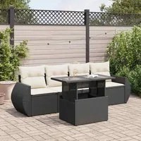 Set Divani da Giardino 5 pz con Cuscini in Polyrattan Nero 3326557