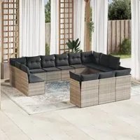 Set Divani Giardino 13 pz con Cuscini Grigio Chiaro Polyrattan 3218452