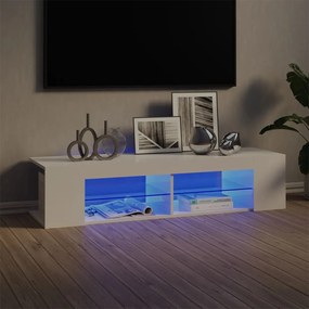Mobile porta tv con luci led bianco lucido 135x39x30 cm
