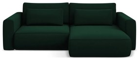Divano angolare verde allungabile/con contenitore (con penisola a destra/con chaise lounge) con rivestimento in velluto Kapua – Makamii