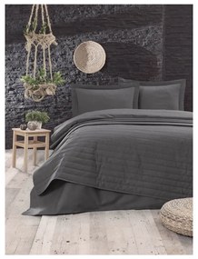 Copriletto trapuntato grigio scuro per letto matrimoniale 220x240 cm Monart - Mijolnir
