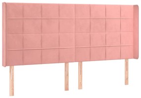 Testiera a led rosa 183x16x118/128 cm in velluto