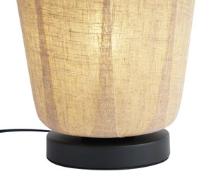 Lampada da tavolo Japandi nera con paralume in lino beige 21,5 cm - Nami
