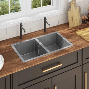 Lavello Da Cucina Lavorato A Mano İn Acciaio Inox /