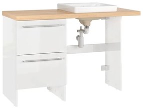 Mobile bagno da terra con lavabo, top incluso L 107 x H 73.2 x P 46 cm bianco e rovere naturale in truciolare 2 cassetti Remix Positive