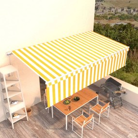 Tenda Sole Retrattile Manuale Con Parasole 6x3m Gialla Bianca /
