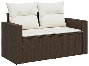 Set divani da giardino 10pz con cuscini in polyrattan marrone