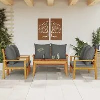 Set Salotto da Giardino 5 pz con Cuscini Legno Massello Acacia 3211802