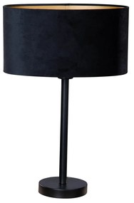 Lampada da Tavolo Nera con Paralume Ovale in Velluto Nero 35cm - Simplo