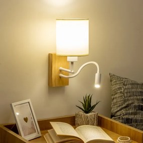 Brilagi - LED Lampada flessibile da muro NUBILA WOOD 1xE27/25W/230V + LED/3W quercia/bianco/color crema