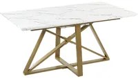 Tavolo da pranzo effetto marmo MDF gambe in metallo oro 160/200 x 90 cm piano allungabile rettangolare design moderno