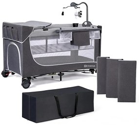 KINDERKRAFT - Lettino da viaggio LEODY grigio