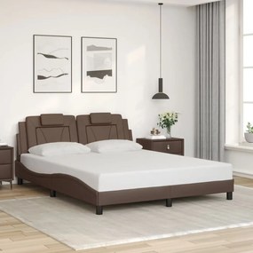 Giroletto Con Testiera Marrone 160x200 Cm İn Similpelle /