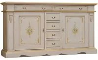 Madia credenza legno 2 porte avorio e oro 210x60x115