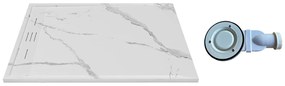 Piatto doccia extrapiatto appoggio o incasso tagliabile 140x90cm Resina SMC Bianco marmorizzato - LYROSA