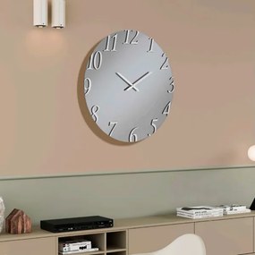 Orologio D60 cm rotondo in cristallo Fumč e numeri Argento - AUSTIN