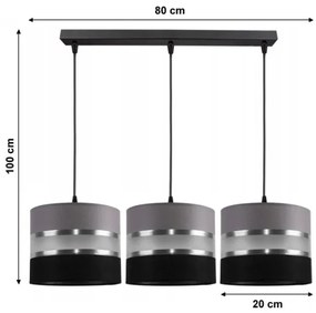 Lampadario a sospensione con filo CORAL 3xE27/60W/230V nero-grigio