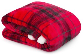 Plaid tartan 130x160 cm sherpa rosso
