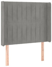 Testiera ad orecchio grigio chiaro 83x16x118/128 cm in velluto