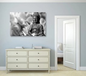 Stampa su tela – Buddha sereno in bianco e nero