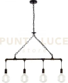 Lampadario a sospensione amarcord ruggine 4 luci attacco e27 86x110cm