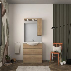 Mobile sottolavabo e lavabo Elise per vasca centrale rovere tabacco L 80 x H 81 x P 33.5 cm 2 cassetti