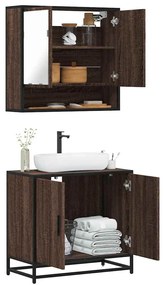 Set Mobili Da Bagno 2 Pz Rovere Marrone İn Legno Multistrato /